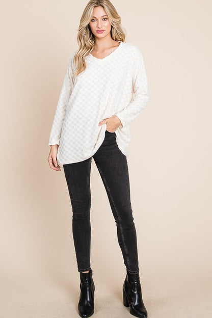 Cozy Textured V-Neck Sweater - Women's Lightweight Knit Top