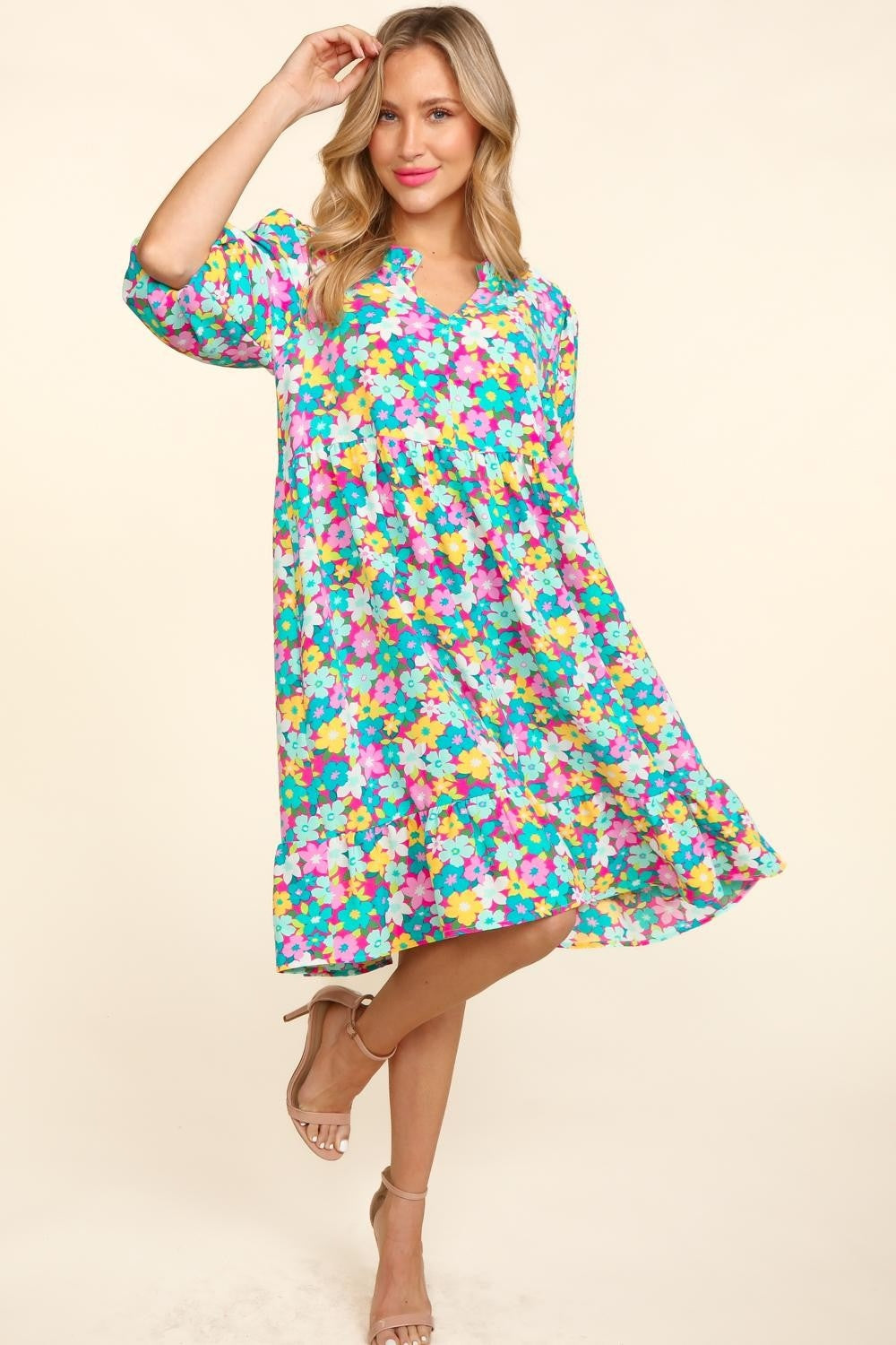 Bright Floral Print Babydoll Dress – Vibrant, Fun & Perfect for Any Occasion