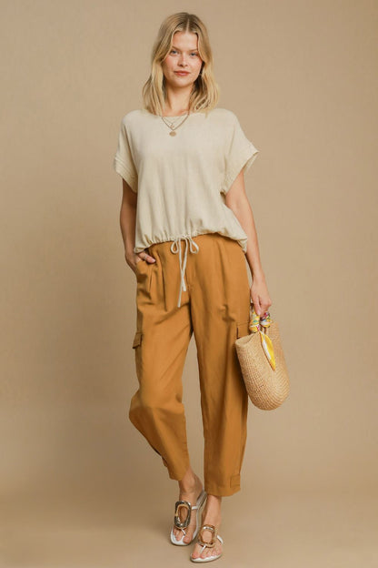 Beige Linen Drawstring Top – Lightweight, Stylish & Perfect for Everyday Wear