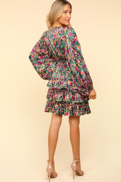 Floral Long Sleeve Tiered Mini Dress – Elegant, Vibrant & Perfect for Fall