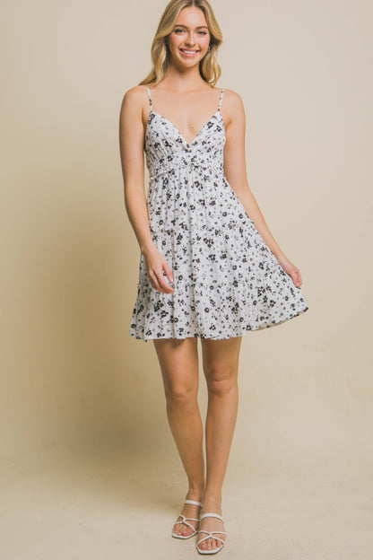 White Floral Spaghetti Strap Mini Dress – Flowy, Feminine & Summer-Ready