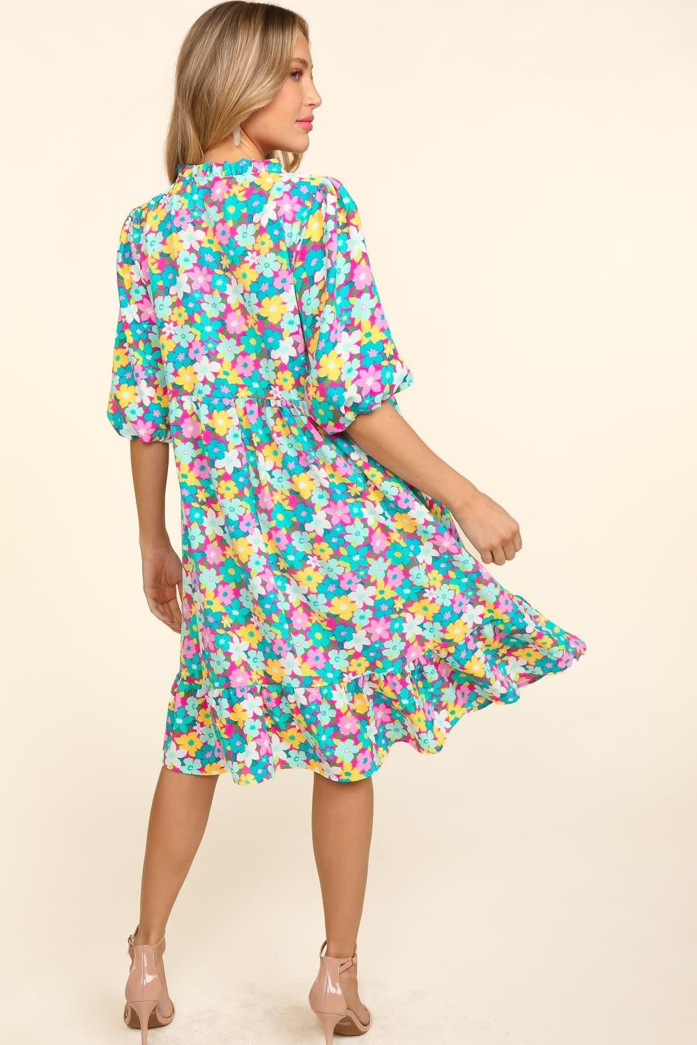 Bright Floral Print Babydoll Dress – Vibrant, Fun & Perfect for Any Occasion