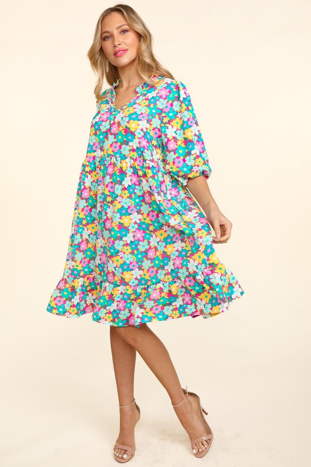 Bright Floral Print Babydoll Dress – Vibrant, Fun & Perfect for Any Occasion