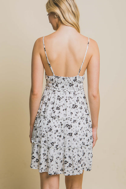 White Floral Spaghetti Strap Mini Dress – Flowy, Feminine & Summer-Ready